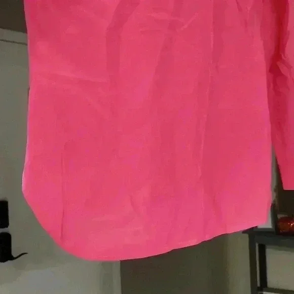 Pink LILLY PULITZER Silk Collared Split Neck Blouse - Picture 5 of 8